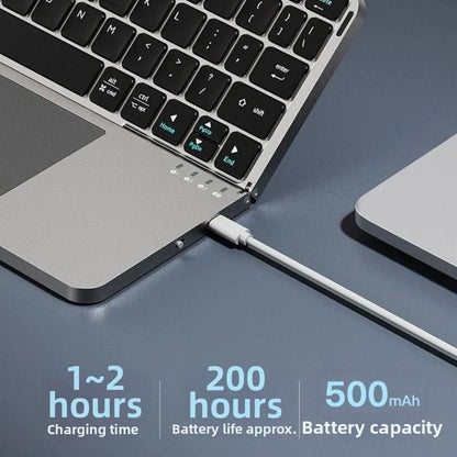 Bluetooth 5.3 Wireless Bluetooth Keyboard Universal Detachable Rechargeable Keyboard with Touchpad Ergonomic Foldable Keyboard