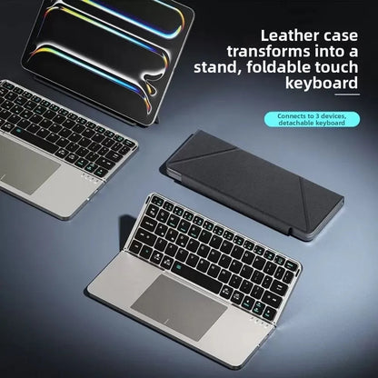 Bluetooth 5.3 Wireless Bluetooth Keyboard Universal Detachable Rechargeable Keyboard with Touchpad Ergonomic Foldable Keyboard