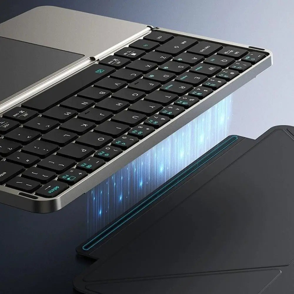 Bluetooth 5.3 Wireless Bluetooth Keyboard Universal Detachable Rechargeable Keyboard with Touchpad Ergonomic Foldable Keyboard